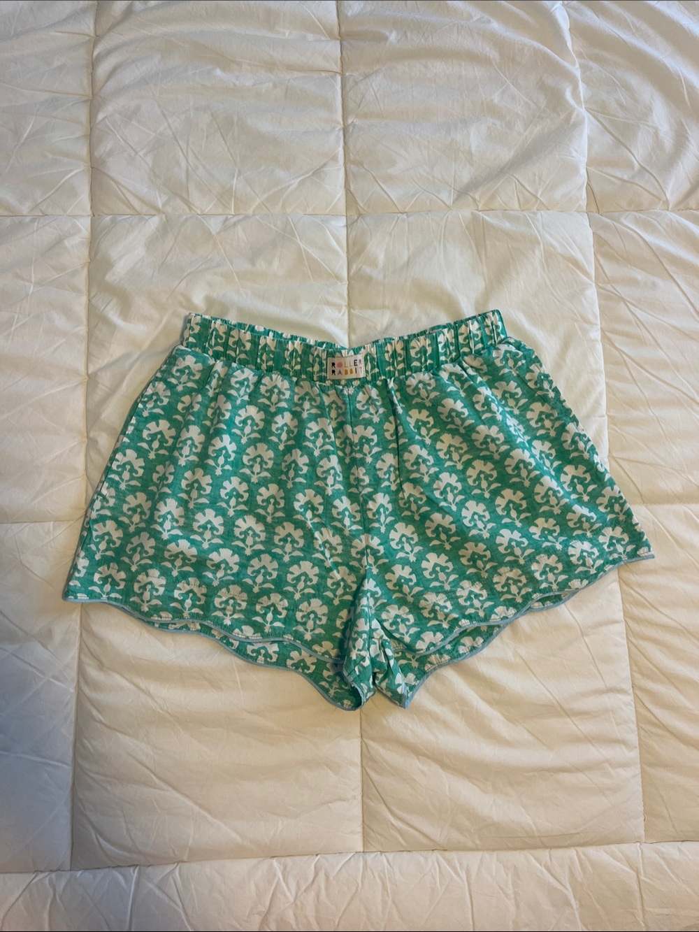 Stamped Floral Poplin Boxer Shorts Teal Roller Rabbit